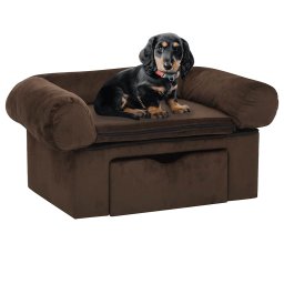 Gossi canapea pentru caini, cu sertar, maro, 75x50x38 cm, plus