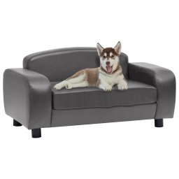 Gossi canapea pentru caini, gri, 80 x 50 x 40 cm, piele ecologica