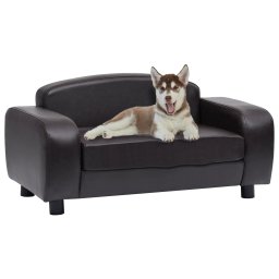 Gossi canapea pentru caini, maro, 80 x 50 x 40 cm, piele ecologica