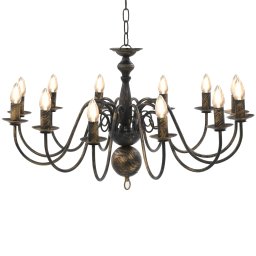 Gossi candelabru antichizat, negru, 12 becuri e14