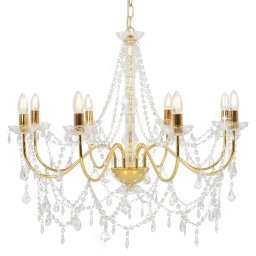 Gossi candelabru cu margele, auriu, 8 becuri e14
