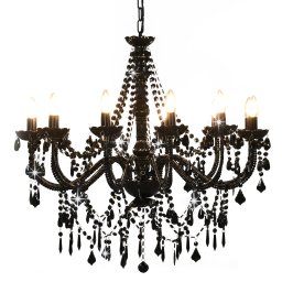 Gossi candelabru cu margele, negru, 12 becuri x e14