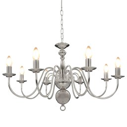 Gossi candelabru, argintiu, 8 becuri e14