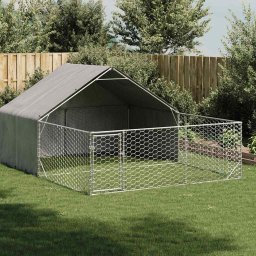 Gossi canisa de exterior cu alergare 4x3x1,9 m otel galvanizat