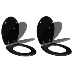 Gossi capace wc cu inchidere silentioasa, 2 buc, negru, mdf