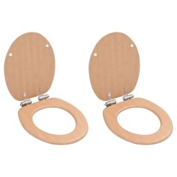 Gossi capace wc cu inchidere silentioasa, 2 buc., mdf, design bambus