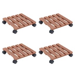 Gossi carucioare pentru plante, 4 buc., maro, 30x30x7,5 cm, wpc