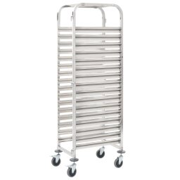 Gossi carucior bucatarie pentru 16 tavi, 38x55x163cm, otel inoxidabil