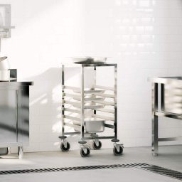 Gossi carucior cu tavi cu 6 containere gn 39x55x87 cm otel inoxidabil