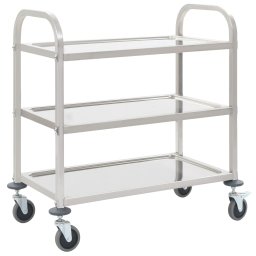Gossi carucior de bucatarie 3 niveluri 95x45x83,5 cm otel inoxidabil
