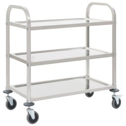 Gossi carucior de bucatarie 3 niveluri 96,5x55x90 cm otel inoxidabil
