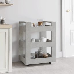 Gossi carucior de bucatarie gri beton 60x45x80 cm lemn prelucrat
