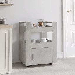 Gossi carucior de bucatarie gri beton 60x45x80 cm lemn prelucrat