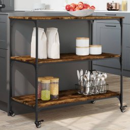 Gossi carucior de bucatarie stejar fumuriu 102x50x95 lemn prelucrat