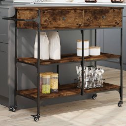 Gossi carucior de bucatarie stejar fumuriu 105x42x95cm lemn prelucrat