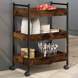 Gossi carucior de bucatarie stejar fumuriu 50x30x70 cm lemn prelucrat