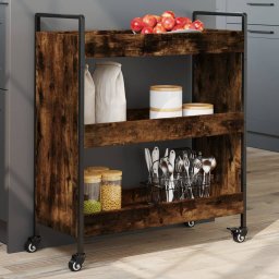 Gossi carucior de bucatarie stejar fumuriu 70x30x82 cm lemn prelucrat