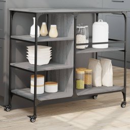 Gossi carucior de bucatarie, gri sonoma 100x45x89,5 cm lemn prelucrat