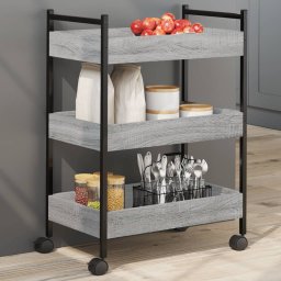 Gossi carucior de bucatarie, gri sonoma, 50x30x70 cm, lemn prelucrat