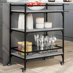 Gossi carucior de bucatarie, gri sonoma, 65x40x86,5cm, lemn prelucrat