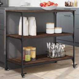 Gossi carucior de bucatarie, stejar maro 102x50x95 cm lemn prelucrat