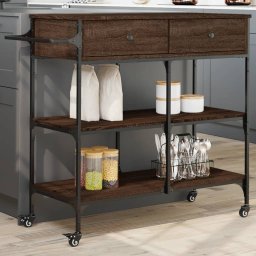Gossi carucior de bucatarie, stejar maro 105x42x95 cm lemn prelucrat