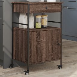 Gossi carucior de bucatarie, stejar maro 56x43x89,5 cm lemn prelucrat