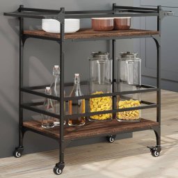 Gossi carucior de bucatarie, stejar maro 82x40x78,5 cm lemn prelucrat