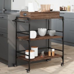 Gossi carucior de bucatarie, stejar maro81,5x41x92,5cm lemn prelucrat