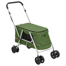 Gossi carucior pliabil pentru caini, verde, 100x49x96 cm, panza