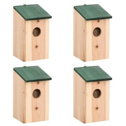 Gossi casute de pasari, 4 buc., 12x12x22 cm, lemn