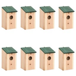 Gossi casute de pasari, 8 buc., 12x12x22 cm, lemn