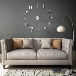 Gossi ceas de perete 3d, argintiu, 100 cm, xxl, design modern