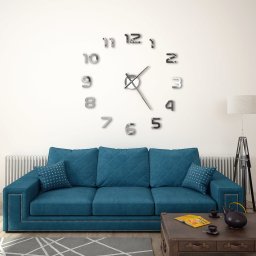 Gossi ceas de perete 3d, argintiu, 100 cm, xxl, design modern