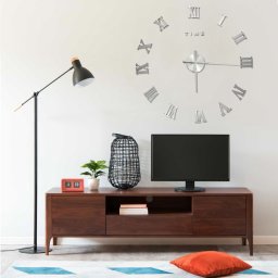 Gossi ceas de perete 3d, argintiu, 100 cm, xxl, design modern