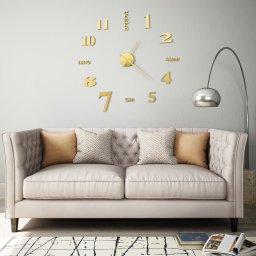 Gossi ceas de perete 3d, auriu, 100 cm, xxl, design modern