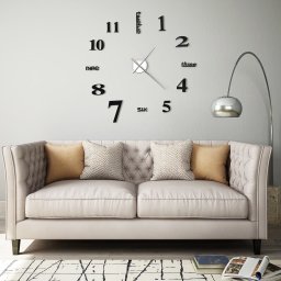 Gossi ceas de perete 3d, negru, 100 cm, xxl, design modern