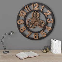 Gossi ceas de perete, auriu si negru, 58 cm, metal