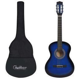 Gossi chitara clasica pentru incepatori, cu husa, albastru, 3/4 36"