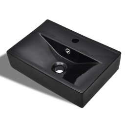 Gossi chiuveta baie loc robinet/preaplin negru ceramic dreptunghiular