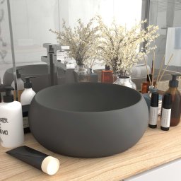 Gossi chiuveta baie lux, gri inchis mat, 40x15 cm, ceramica, rotund