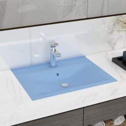 Gossi chiuveta baie lux, orificiu robinet, bleu mat 60x46 cm ceramica