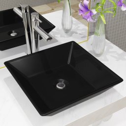 Gossi chiuveta ceramica patrata, negru, 41,5x41,5x12 cm
