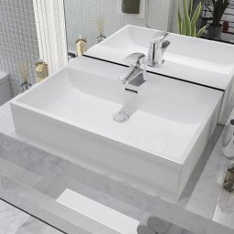 Gossi chiuveta cu orificiu robinet, ceramica 60,5x42,5x14,5 cm, alb
