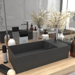Gossi chiuveta de baie cu preaplin, gri inchis, ceramica