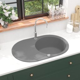 Gossi chiuveta de bucatarie din granit cu o cuva, gri, oval