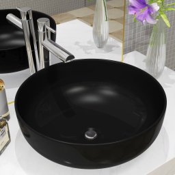 Gossi chiuveta din ceramica, rotunda, 41,5 x 13,5 cm, negru
