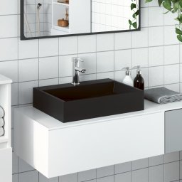 Gossi chiuveta negru 50x38x11 cm, conglomerat turnat mineral/marmura