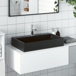 Gossi chiuveta negru 60x38x11 cm, conglomerat turnat mineral/marmura