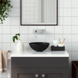 Gossi chiuveta pentru baie, negru mat, ceramica, rotund